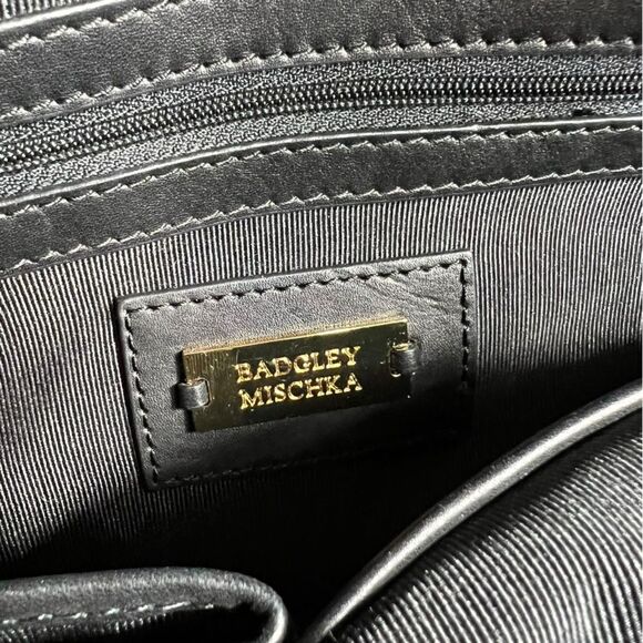 Badgley Mischka Black Leather Shoulder Bag - Picture 6 of 11
